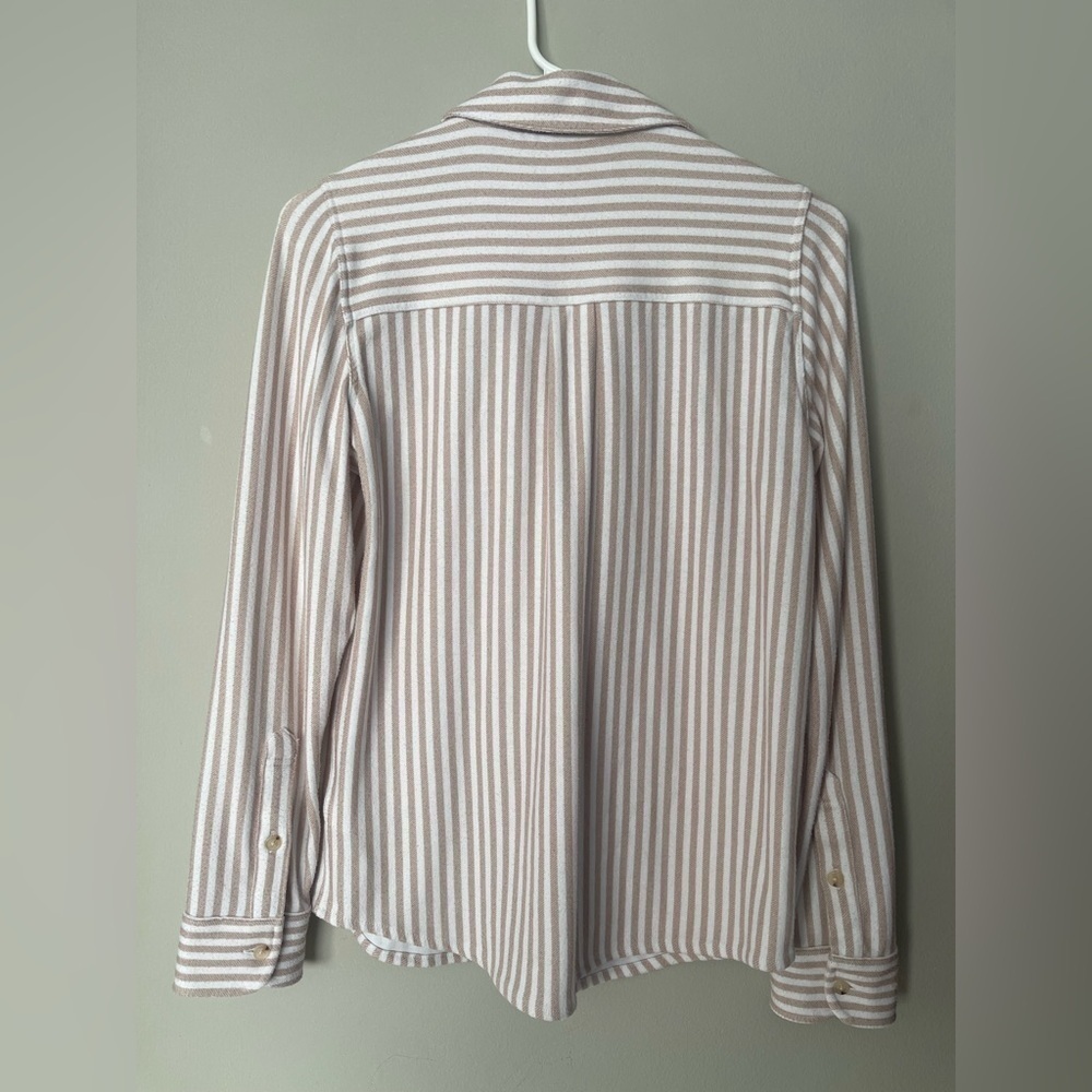 Faherty | Legend Sweater Shirt Tannin Stripe Beachy Coastal Contemporary - Picture 8 of 9